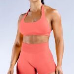 Halter Support Sports Bra - Coral Pink