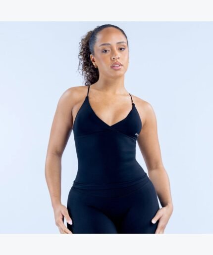 Twist Front Training Tank - Midnight Black