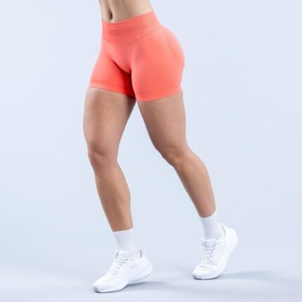 Sculpt high waist training shorts in coral pink